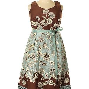 Dress Barn Brown and Teal Dress with Sweater